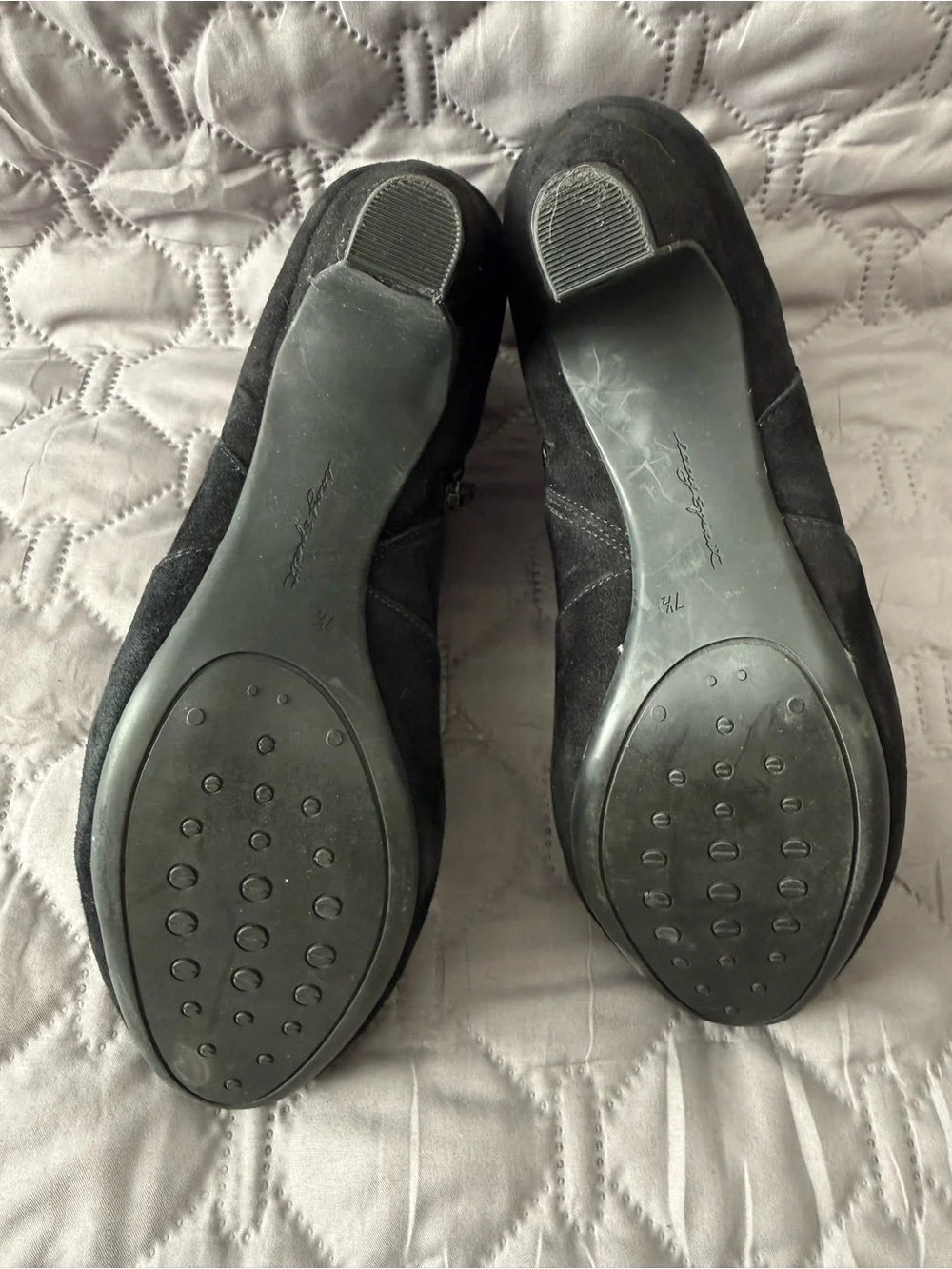 Easy Spirit Black Suede Ankle Booties with Block Heel